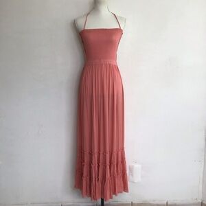 R. Vivimos Women Elegant Stylish Chic Pink Halter Summer Maxi Dress S 4/6
